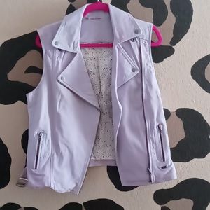 Faux Leather Lavender Moto Vest